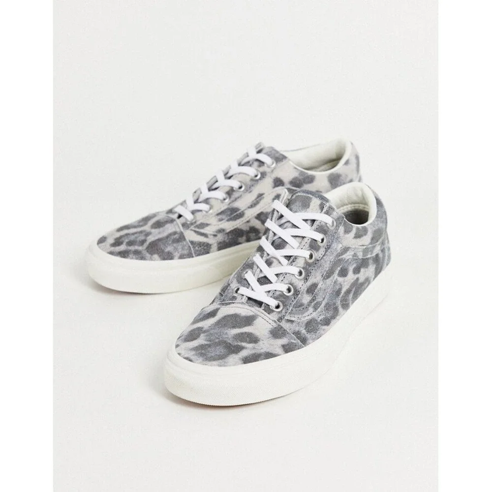Vans Old Skool Unisex Hairy Suede Leopard Print Sneaker Sz Men's 4.5 / Women's 6